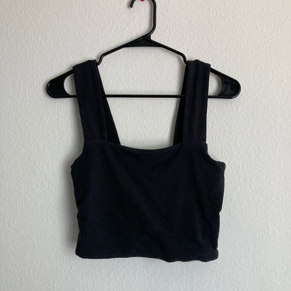 Black Square Neck Crop Top
